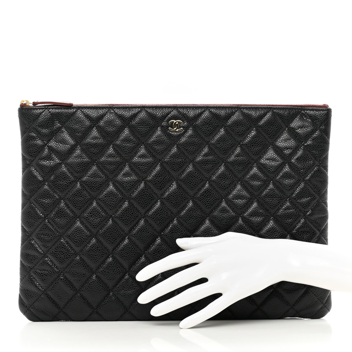 Caviar Quilted Large Cosmetic Case Black