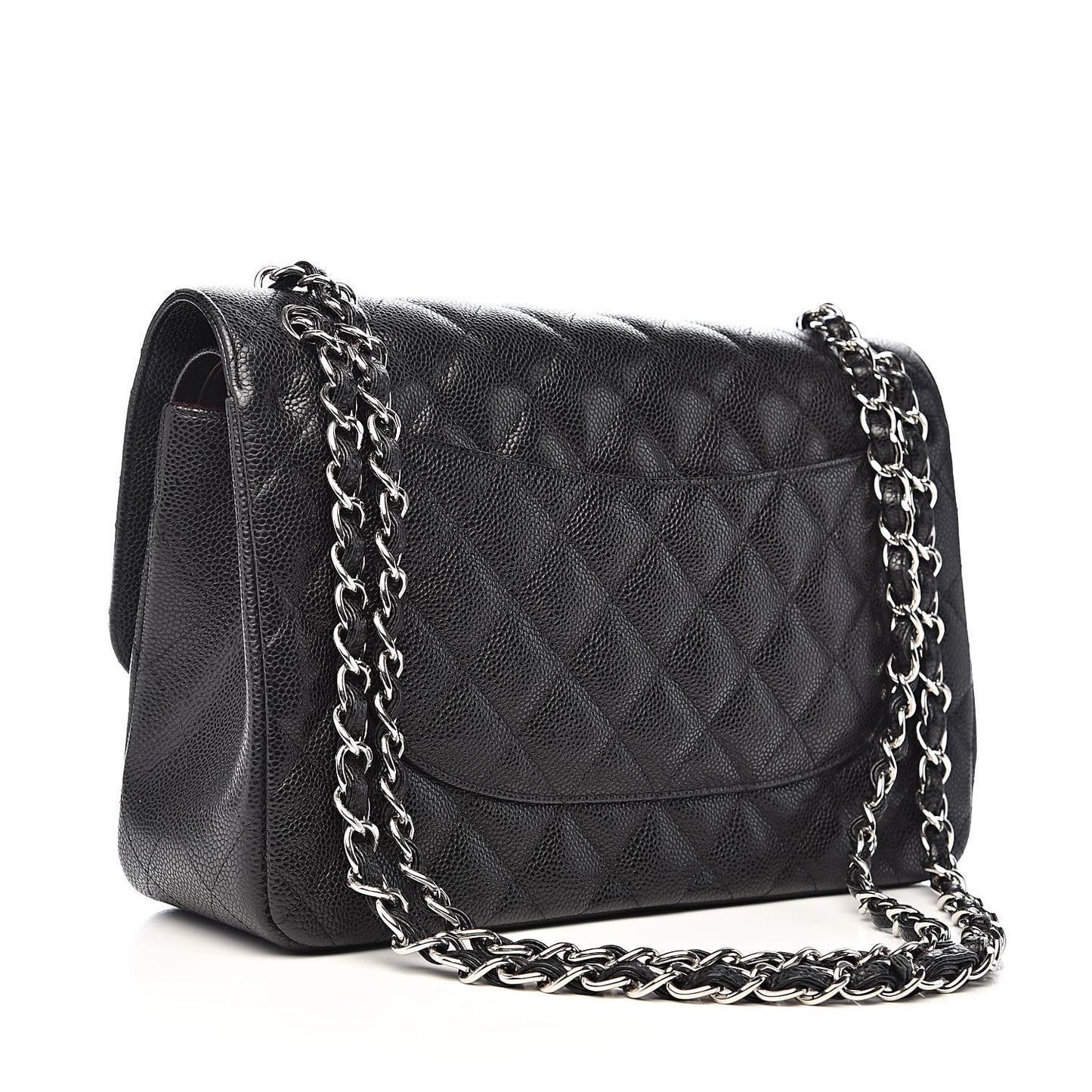 Caviar Quilted Jumbo Double Flap Black