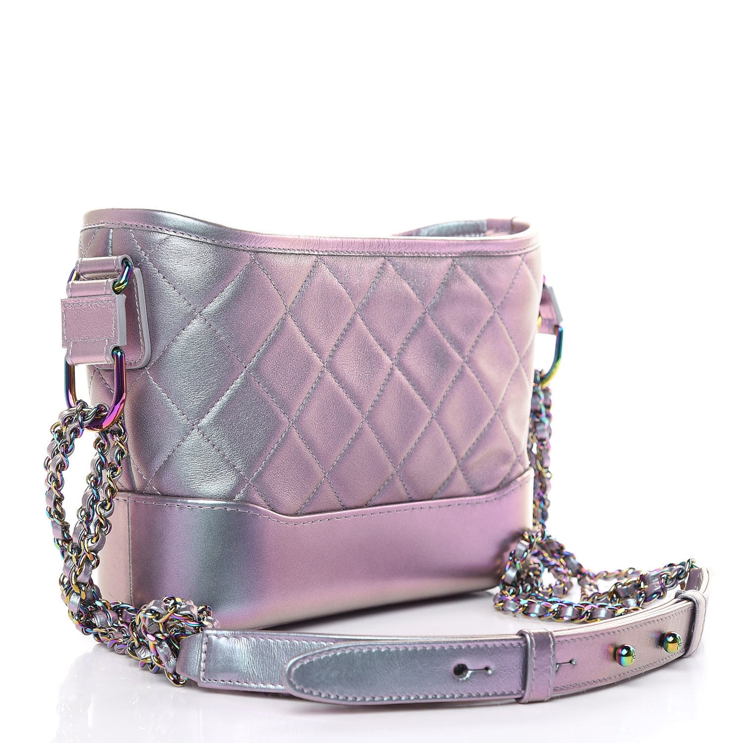 Iridescent Lambskin Calfskin Quilted Small Gabrielle Hobo Light Purple