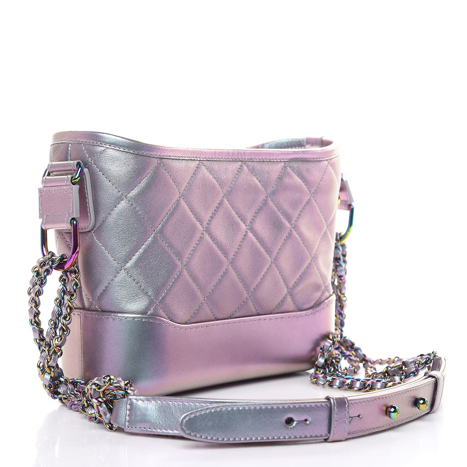 Chanel Iridescent Lambskin Calfskin Quilted Small Gabrielle Hobo Light Purple 3 of 11