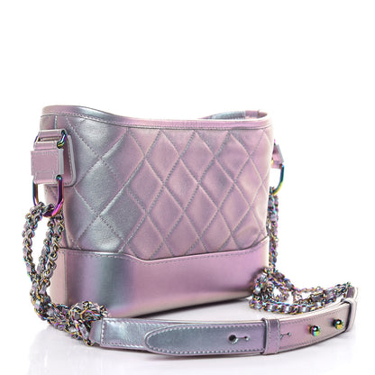 Chanel Iridescent Lambskin Calfskin Quilted Small Gabrielle Hobo Light Purple 3 of 11