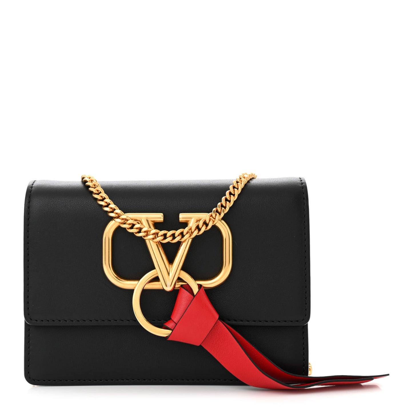 Smooth Calfskin Mini VRing Crossbody Bag Black