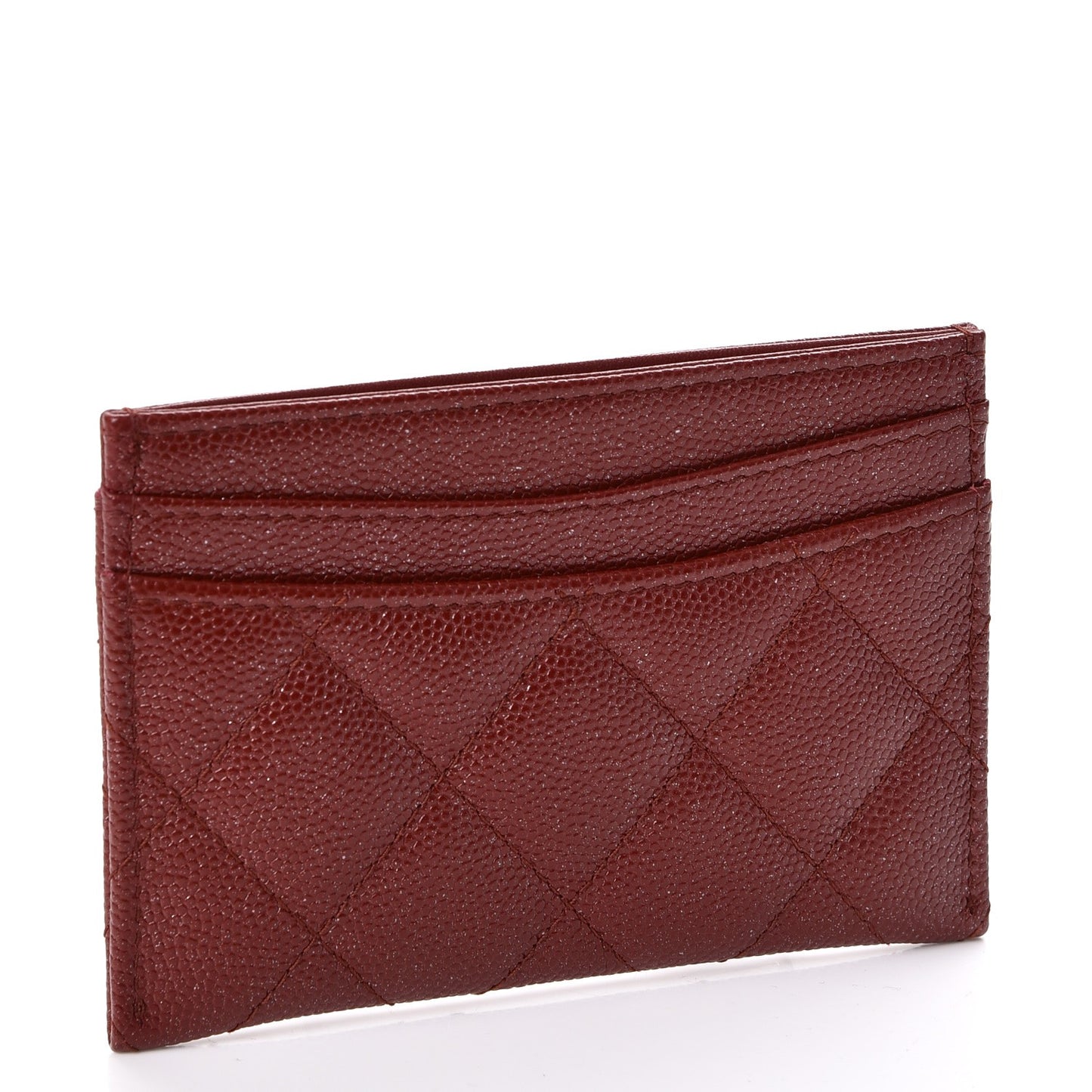 Caviar Quilted Card Holder Burgundy