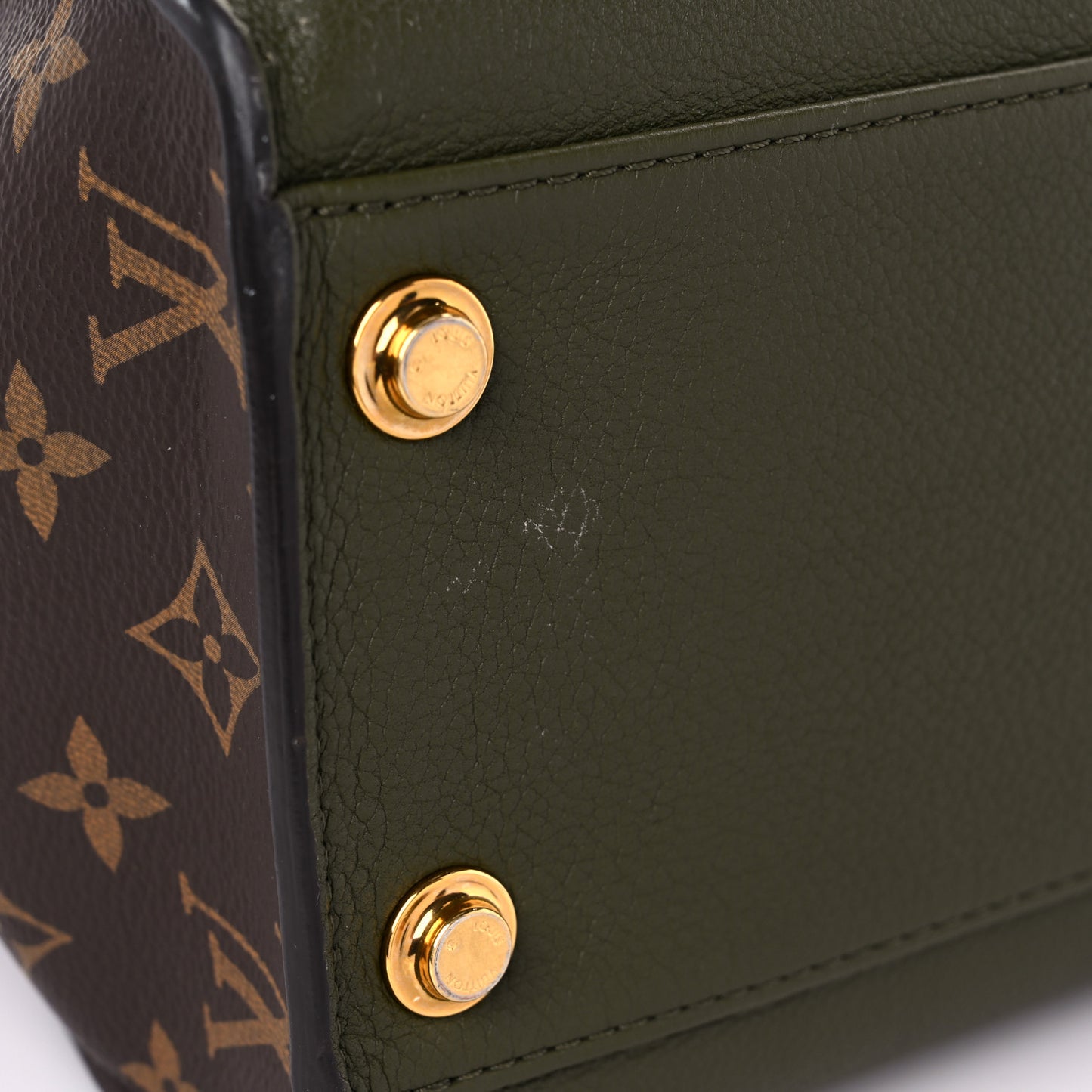 Calfskin Monogram On My Side MM Laurier Green Toffee Latte Beige