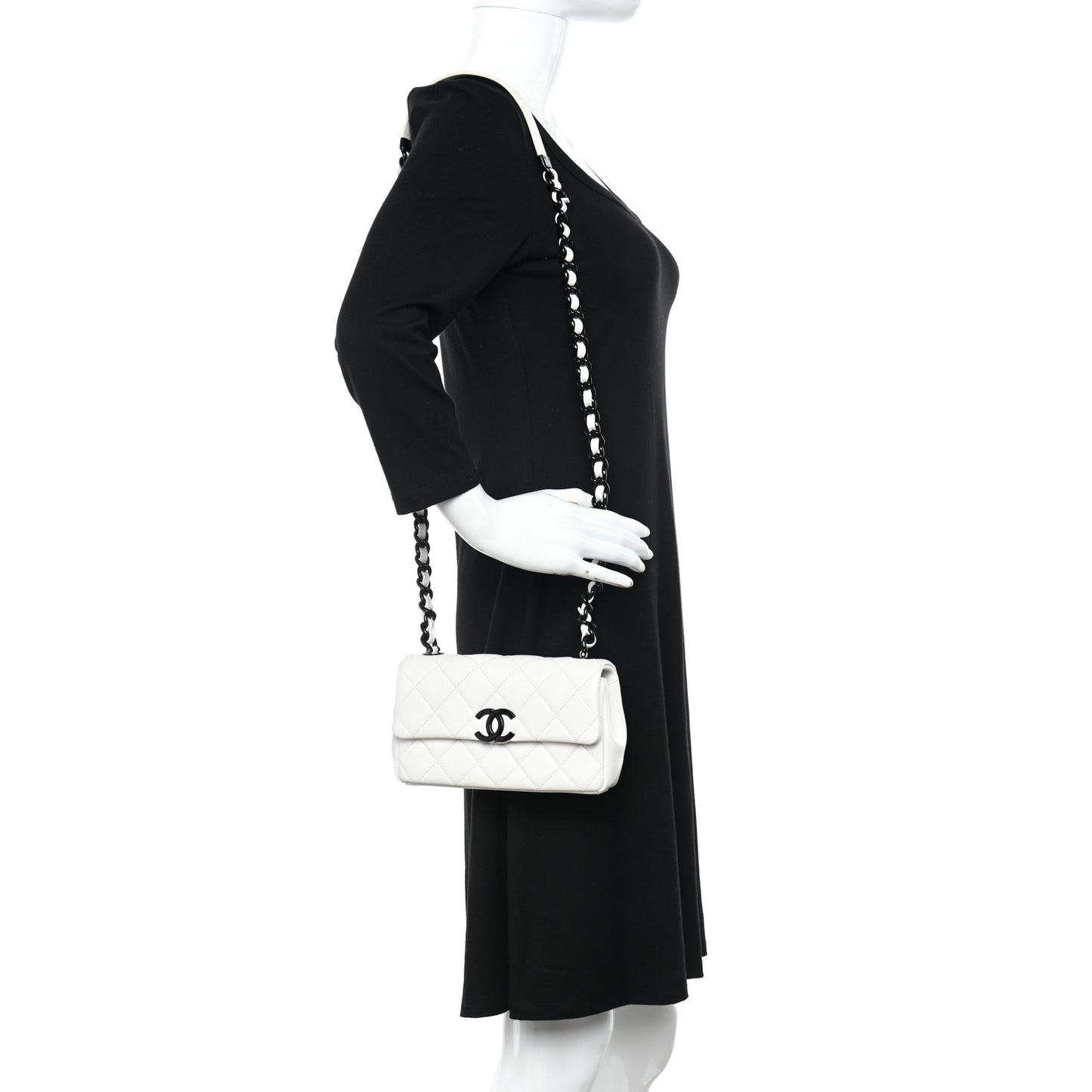 Caviar Quilted My Everything Small Flap White Black