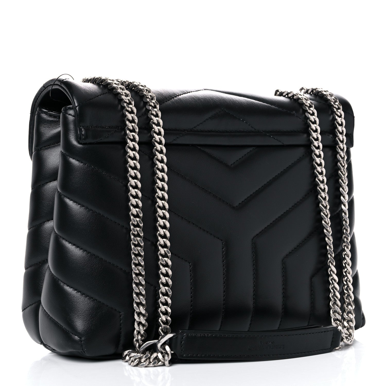 Saint Laurent Calfskin Y Quilted Monogram Small Loulou Chain Satchel Black 2 of 8