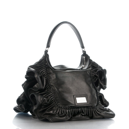 Valentino Garavani Nappa Ruffle Hobo Black 3 of 9