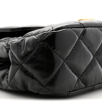 Chanel Shiny Crumpled Calfskin Quilted Small Wavy CC Hobo Black 9 of 11