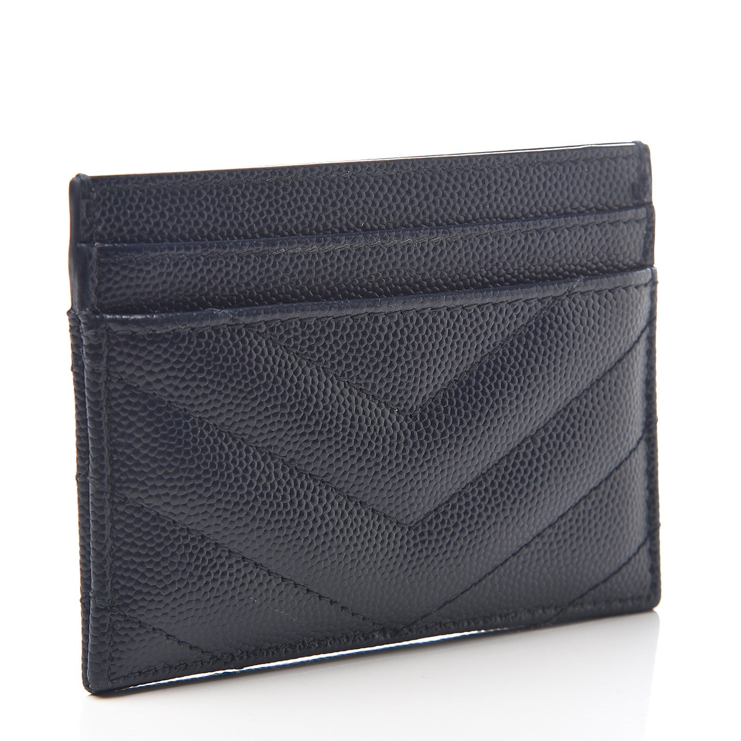 Grain De Poudre Matelasse Monogram Chevron Credit Card Case Deep Marine