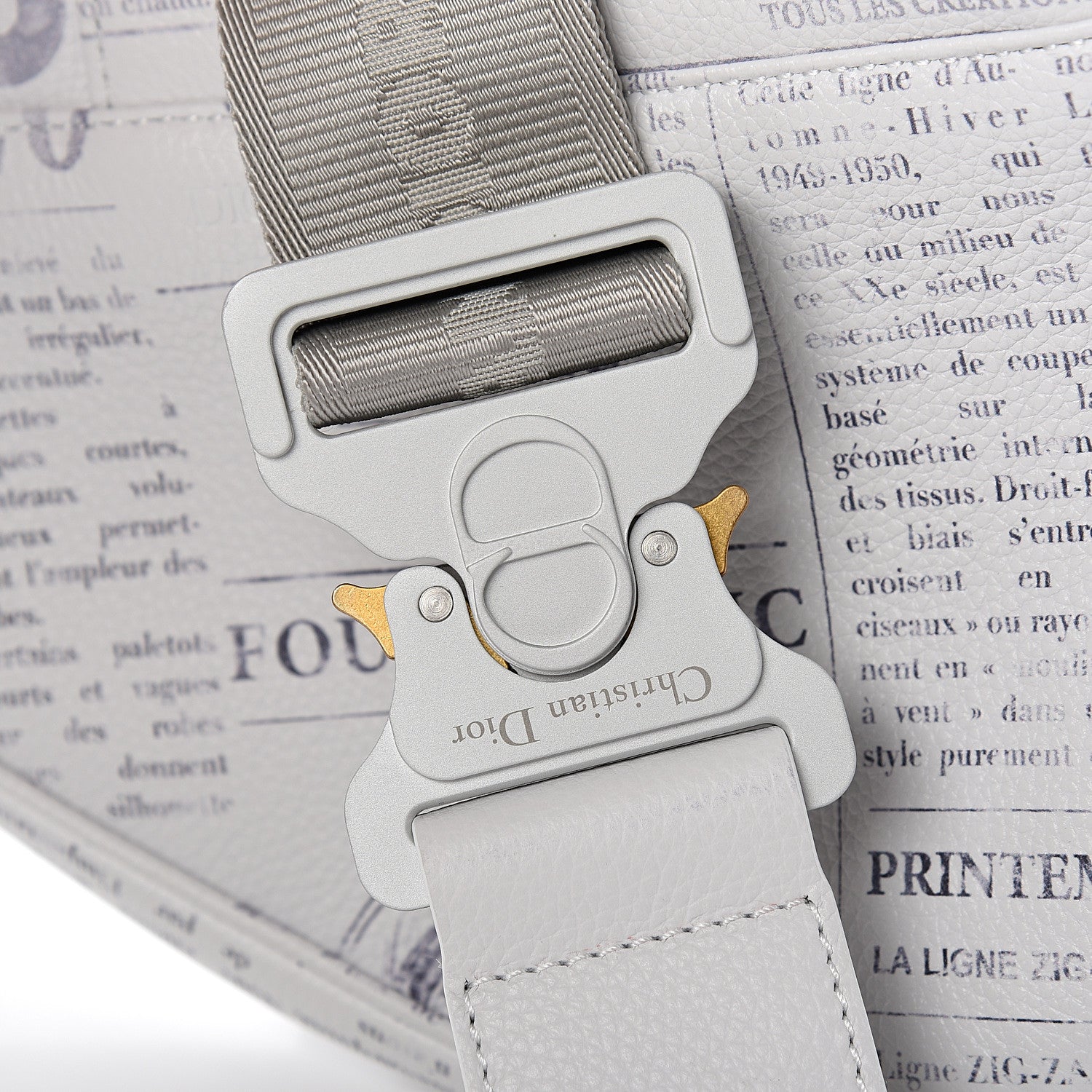 Christian Dior X DANIEL ARSHAM Grained Calfskin Newspaper Print Saddle Bag White 10 of 11