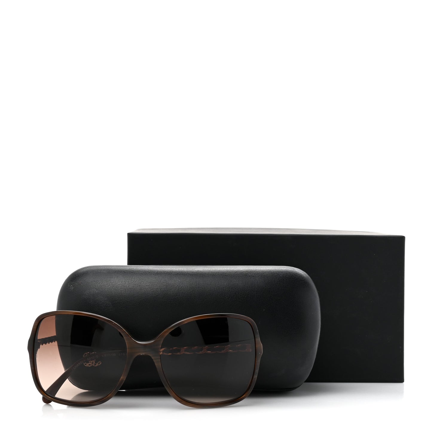 Acetate Metal Lambskin Chain Square Sunglasses 5210-Q Brown