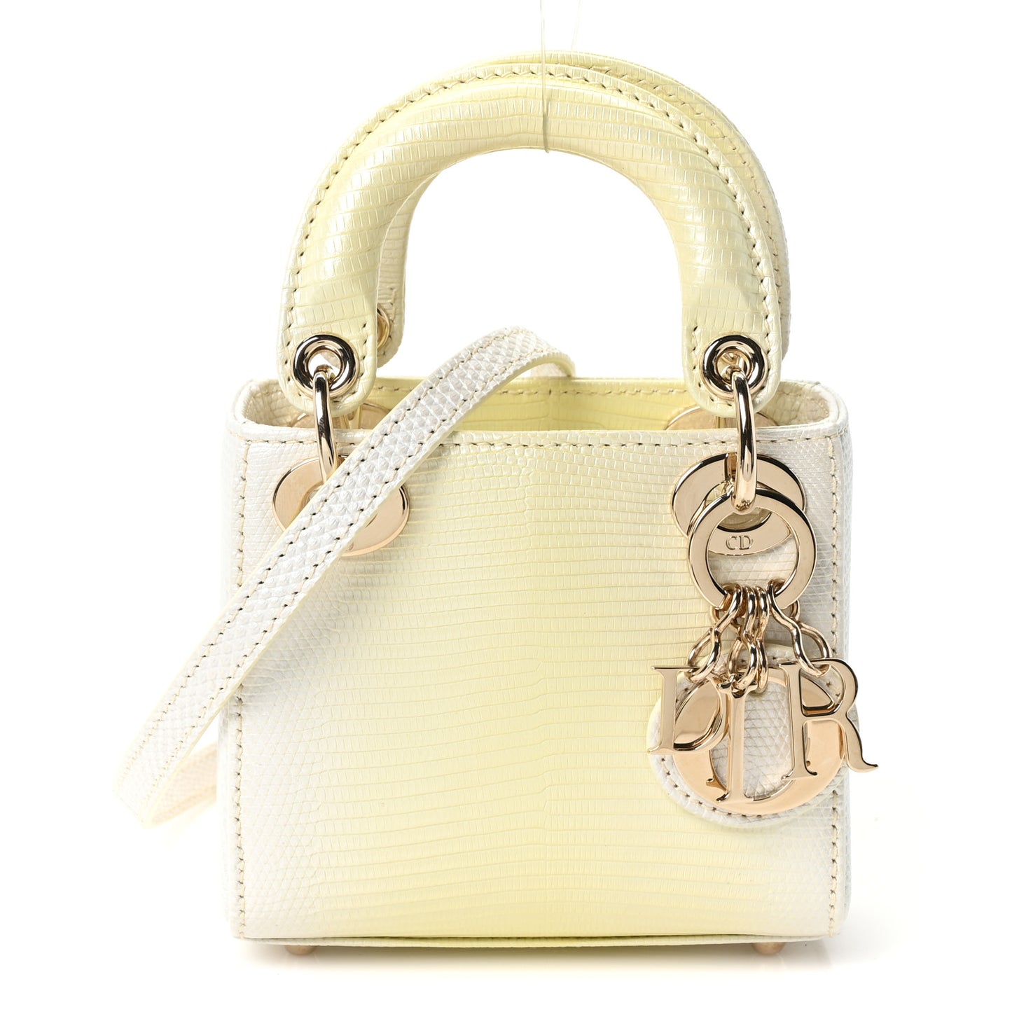 Lizard Micro Lady Dior Yellow Multicolor