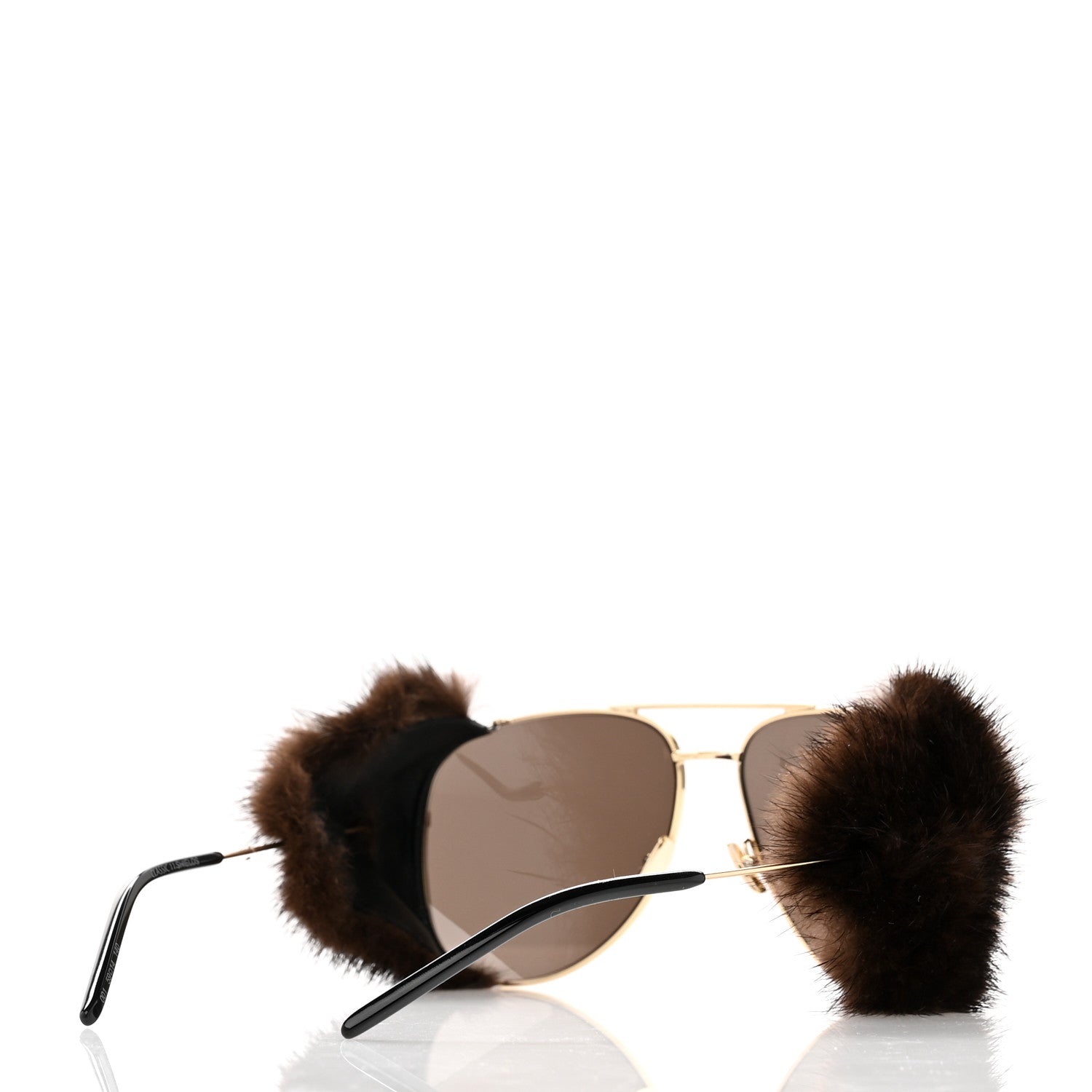 Saint Laurent Mink Fur Classic 11 Shields Sunglasses Gold 4 of 7