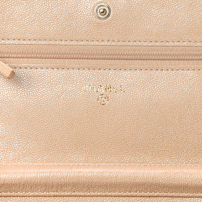 Chanel Iridescent Caviar Quilted Wallet On Chain WOC Beige 10 of 14