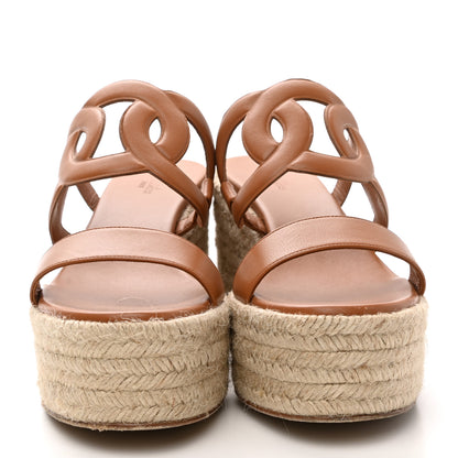 Hermes Nappa Ithea Espadrille Wedge Sandals 39 Naturel 2 of 10