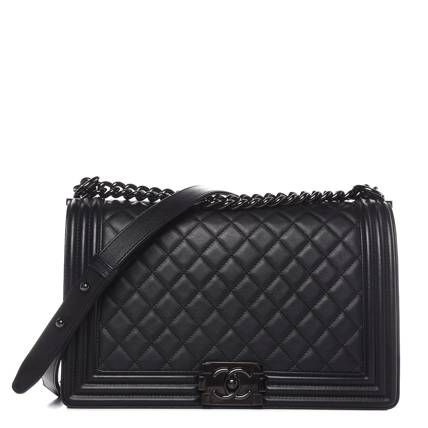 Calfskin Quilted New Medium Boy Flap So Black