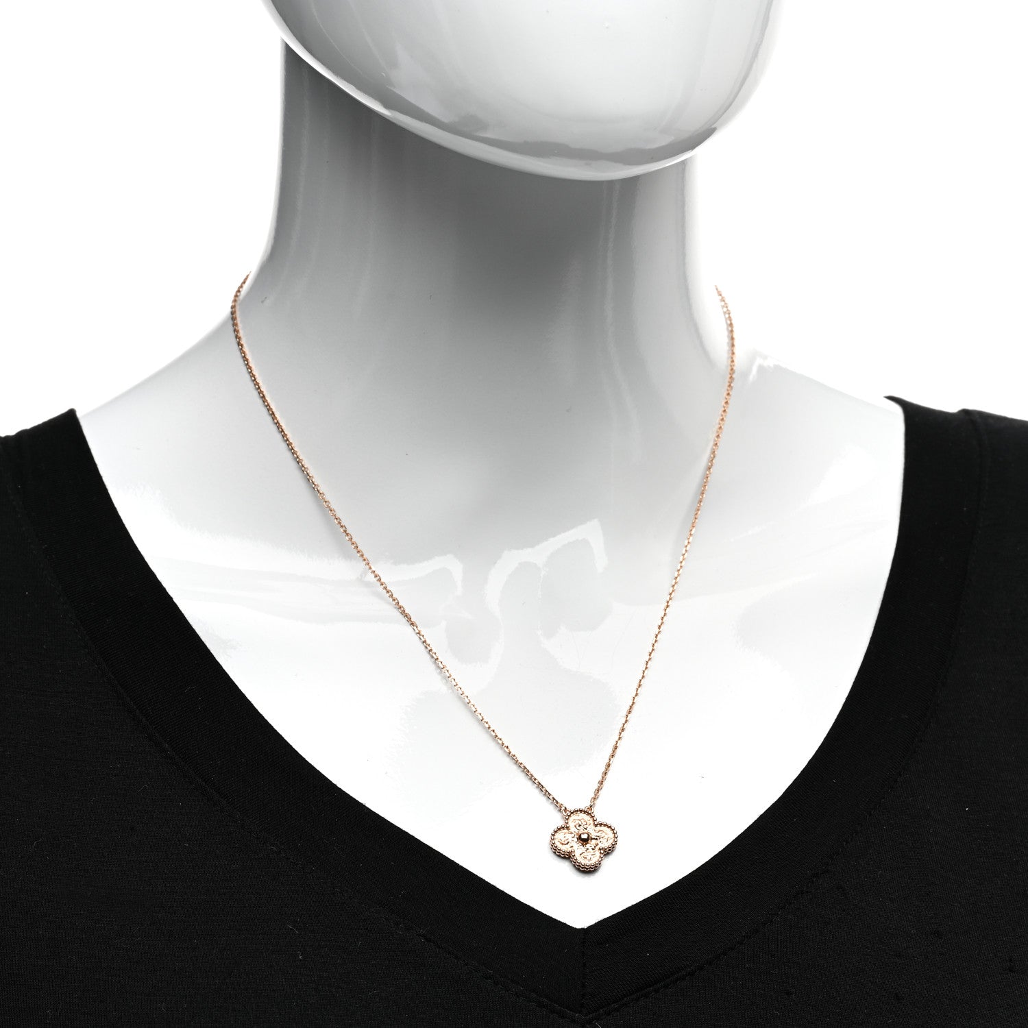 Van Cleef & Arpels 18K Rose Gold Vintage Alhambra Pendant Necklace 2 of 6
