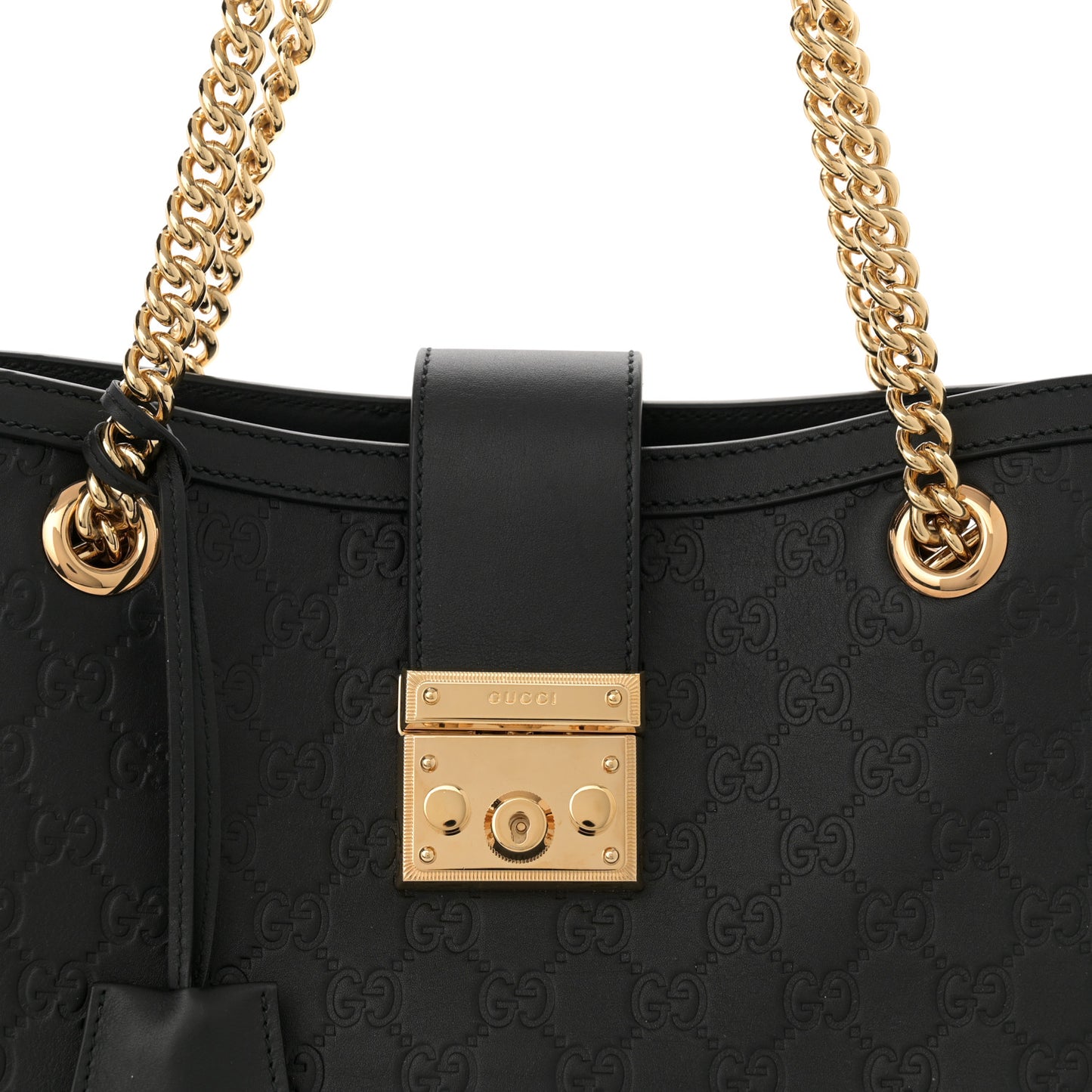 Guccissima Medium Padlock Tote Black
