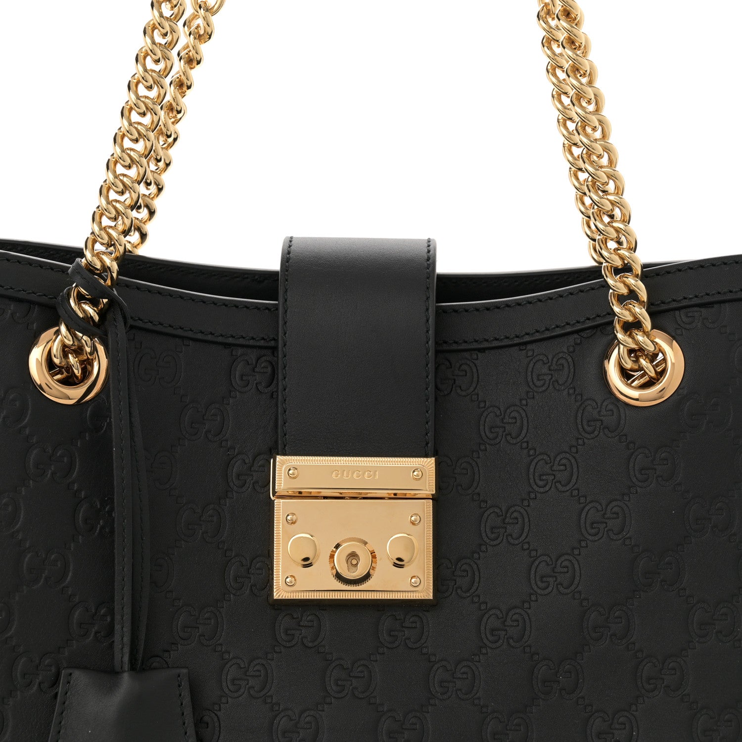 Gucci Guccissima Medium Padlock Tote Black 8 of 10