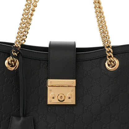 Gucci Guccissima Medium Padlock Tote Black 8 of 10