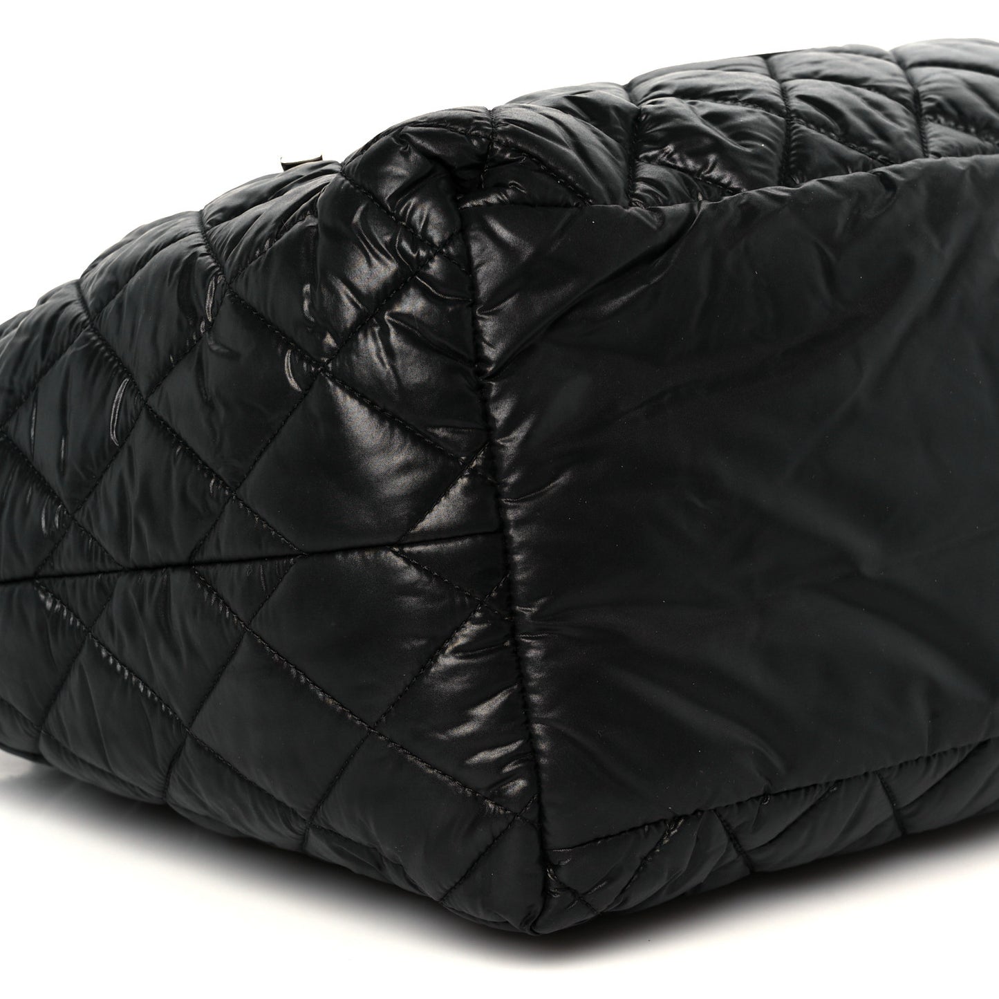 Nylon Quilted Small Coco Cocoon Tote Black