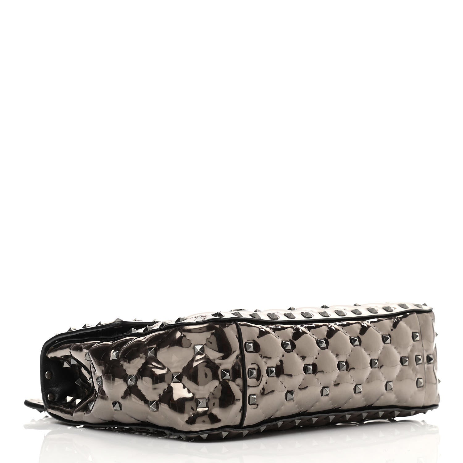Valentino Garavani Metallic Patent Medium Rockstud Spike Shoulder Bag Rutenio 3 of 10