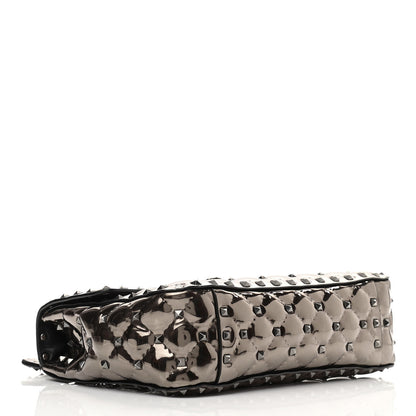 Valentino Garavani Metallic Patent Medium Rockstud Spike Shoulder Bag Rutenio 3 of 10
