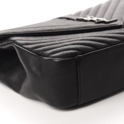 Saint Laurent Sheepskin Matelasse Chevron Monogram Large College Satchel Black 5 of 10