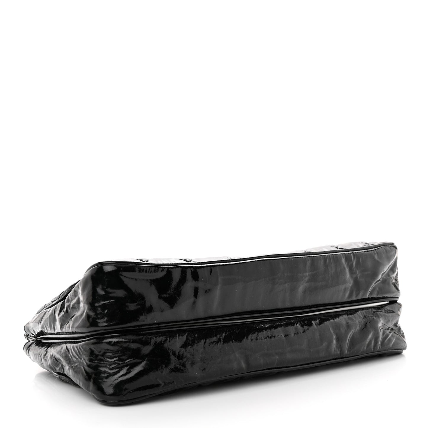 Patent Quilted Day Glo Flap Bag Black