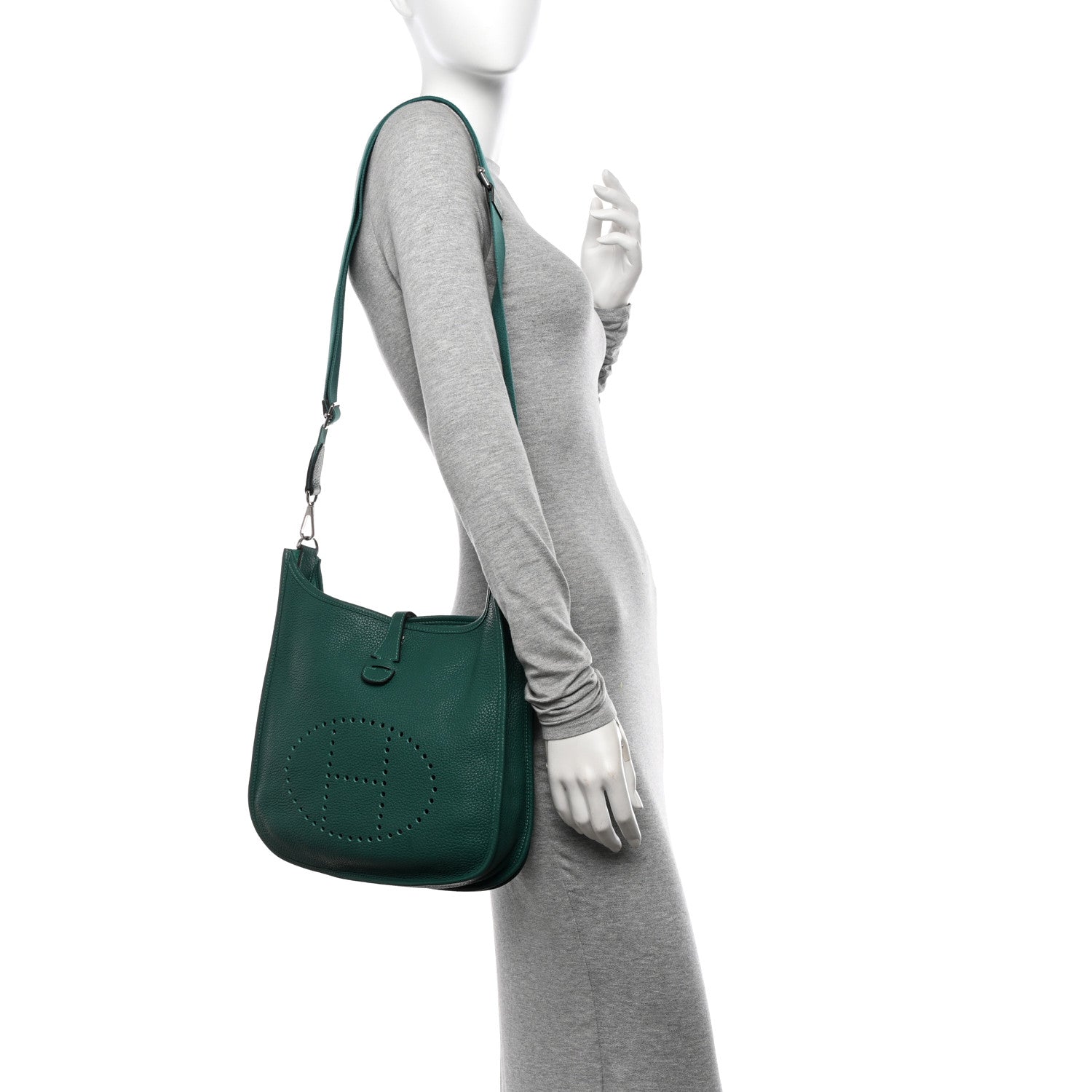 Hermes Taurillon Clemence EVELYNE III PM Malachite 2 of 10