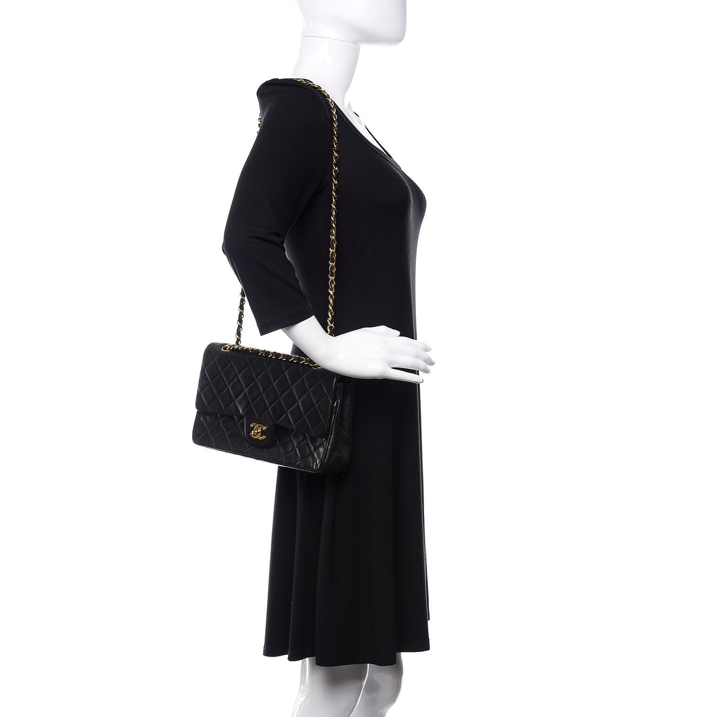 Lambskin Quilted Medium Double Flap Black