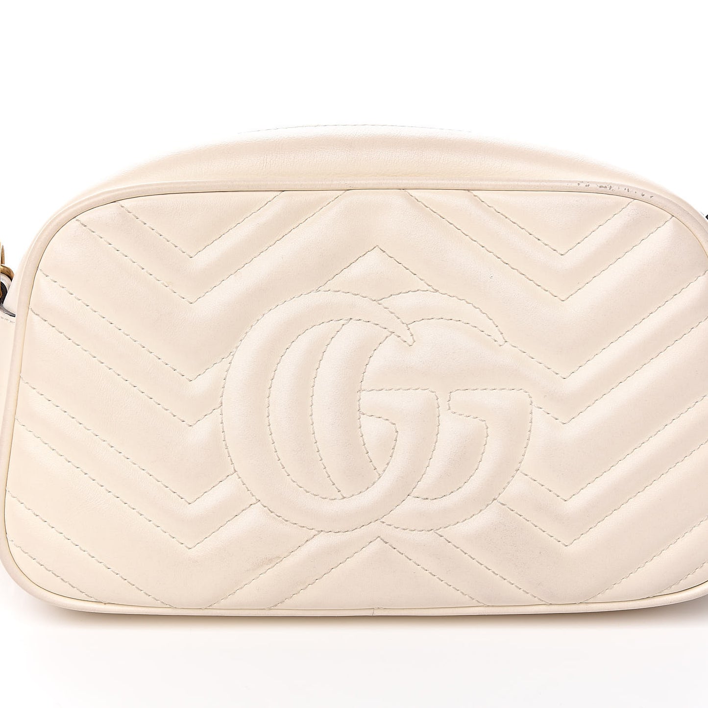 Calfskin Matelasse Small GG Marmont Chain Shoulder Bag White
