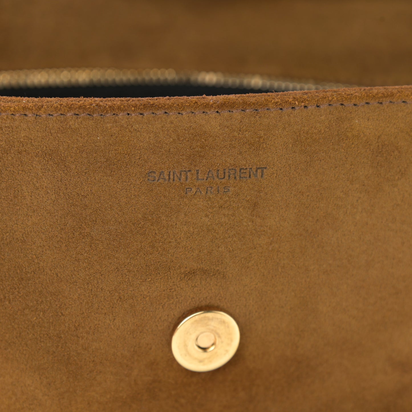Suede Monogram Chain Wallet Brown