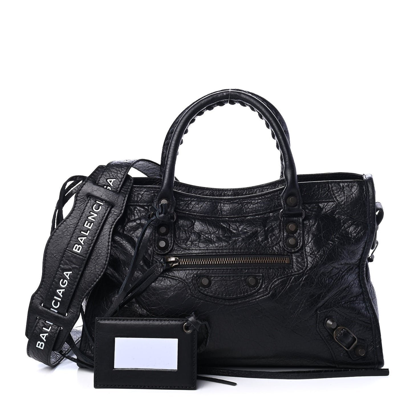 Agneau Classic Hardware S City Logo Strap Black