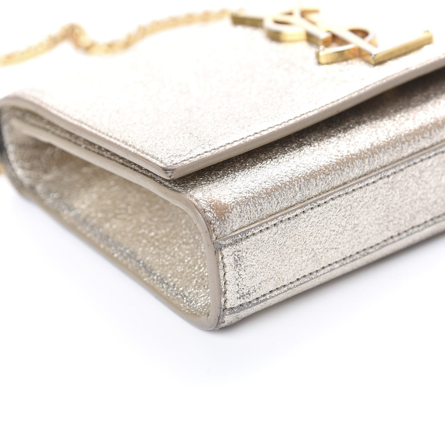 Metallic Calfskin Small Classic Monogram Kate Satchel Pale Gold