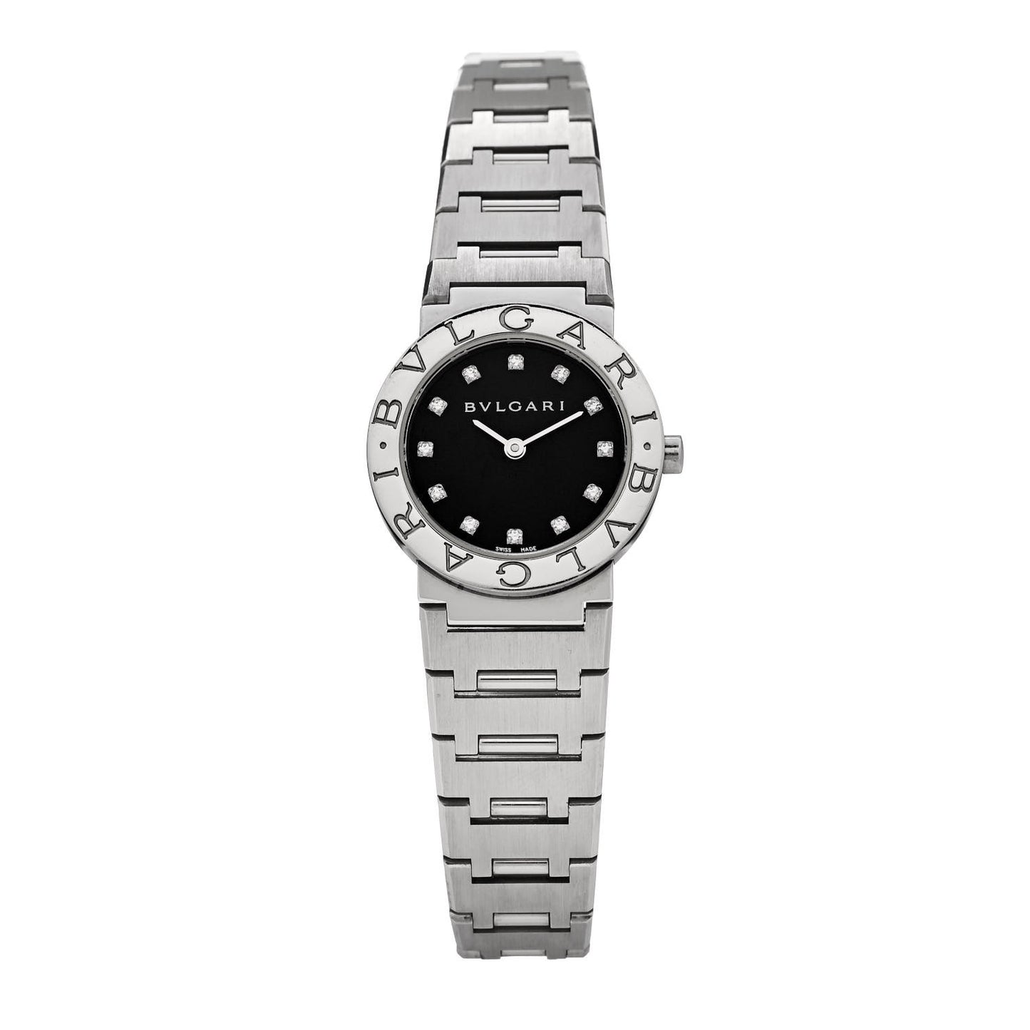 Stainless Steel Diamond 26mm Quartz Watch Black