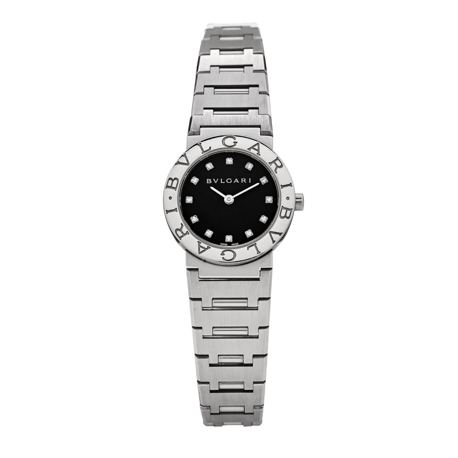 Bulgari Stainless Steel Diamond 26mm Quartz Watch Black 1 of 4