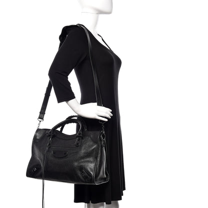 Balenciaga Shiny Grained Goatskin Black Metallic Edge City Black 2 of 9