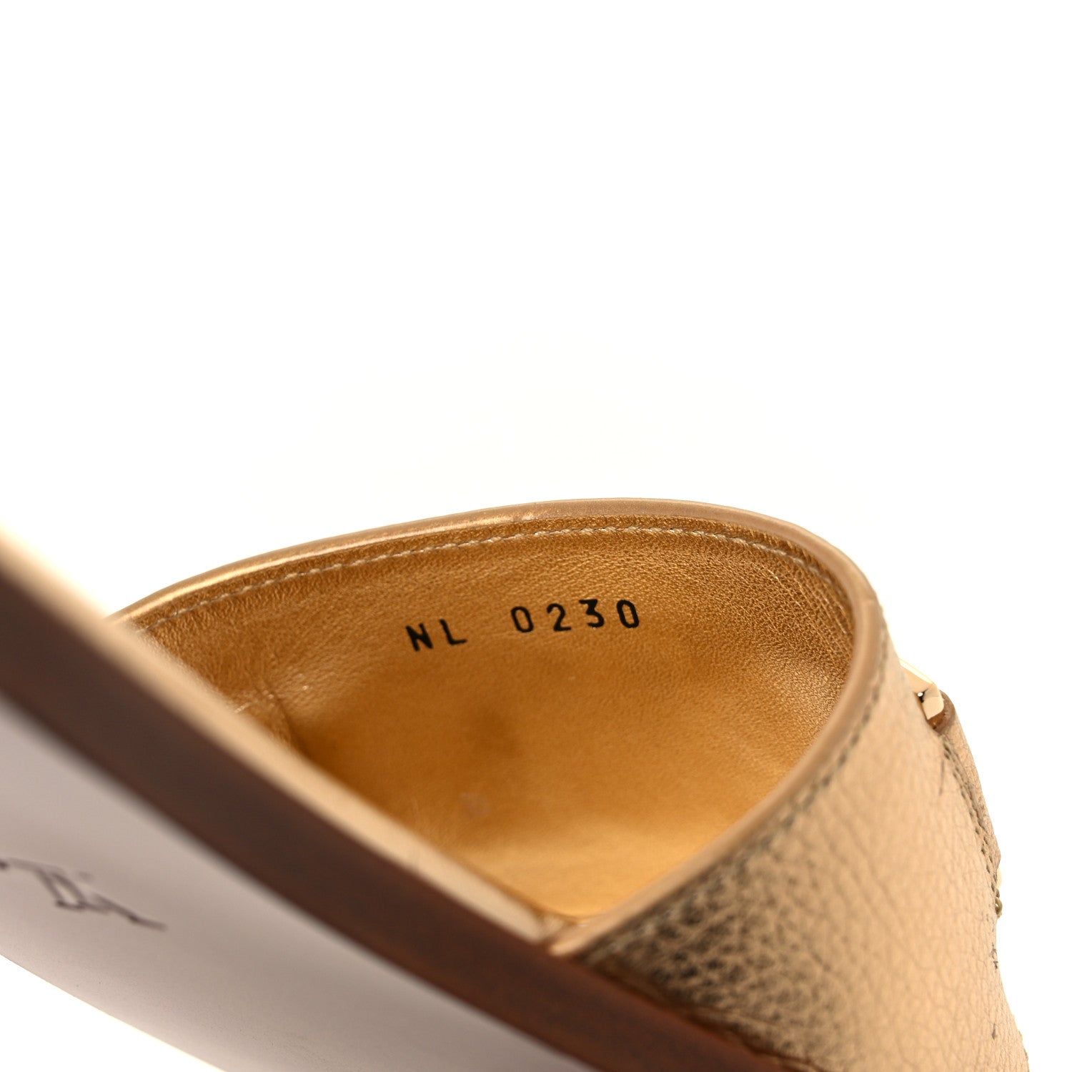 Louis Vuitton Metallic Calfskin Lock It Flat Mule 36 Gold 8 of 8