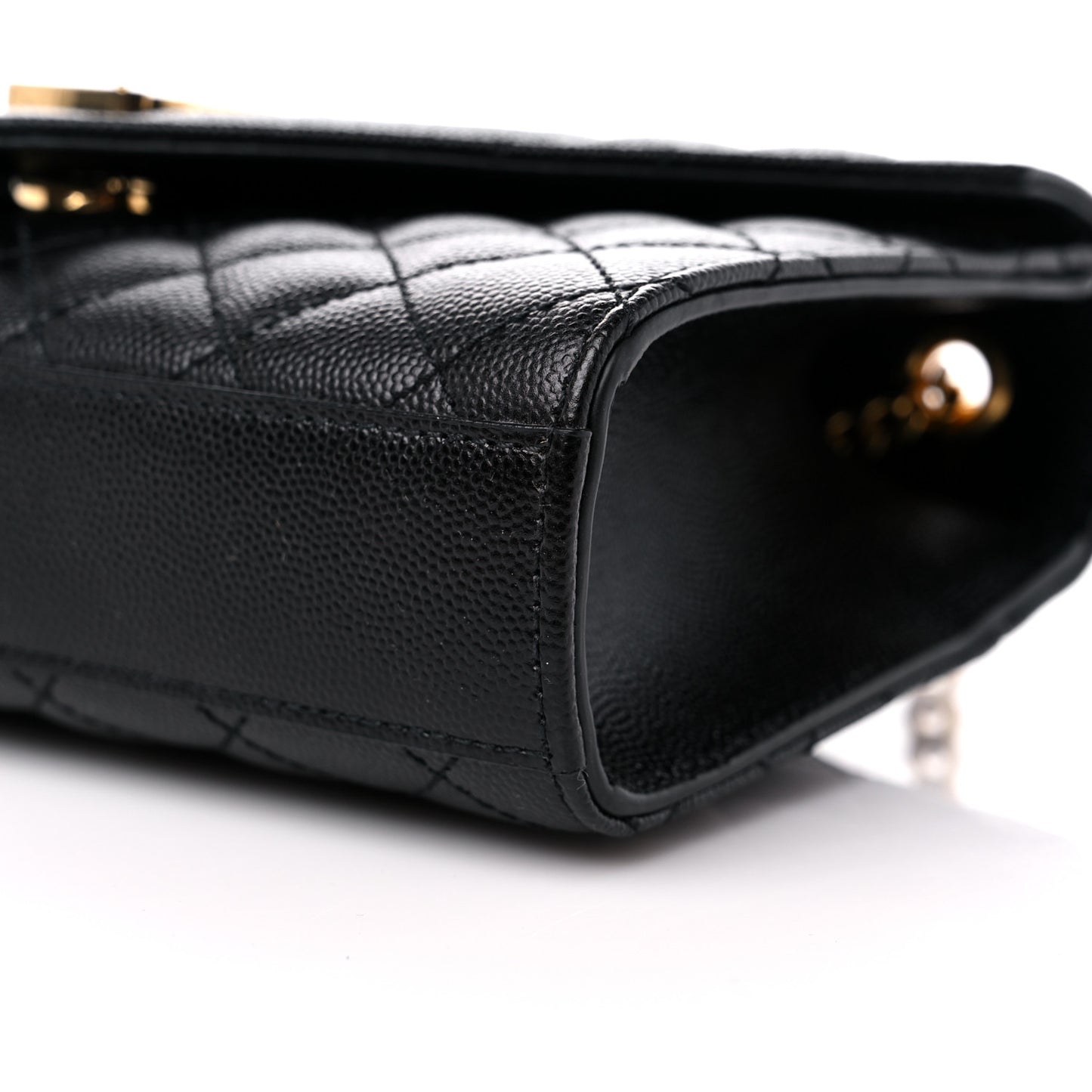 Grain De Poudre Textured Mixed Matelasse Triquilt Small Monogram Satchel Black