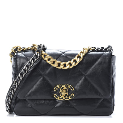 Chanel Goatskin Quilted Medium 19 Flap Black 1 of 11