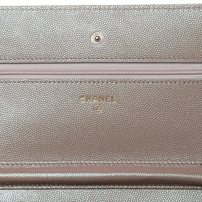 Chanel Iridescent Caviar Quilted Wallet On Chain WOC Beige 8 of 11
