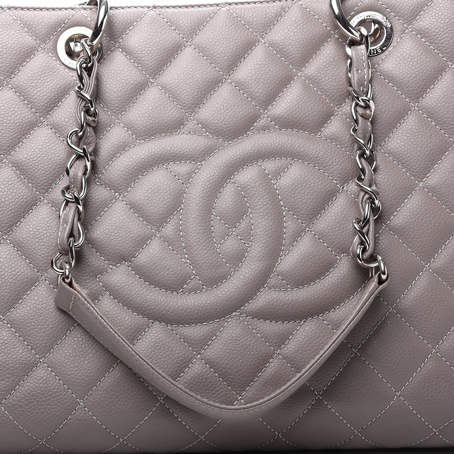 Chanel Caviar Quilted XL Grand Shopping Tote GST Light Grey 11 of 11