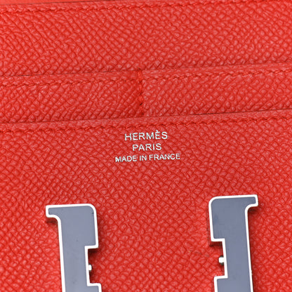 Hermes Epsom Enamel Constance Short Wallet Capucine Bleu Brighton 5 of 6