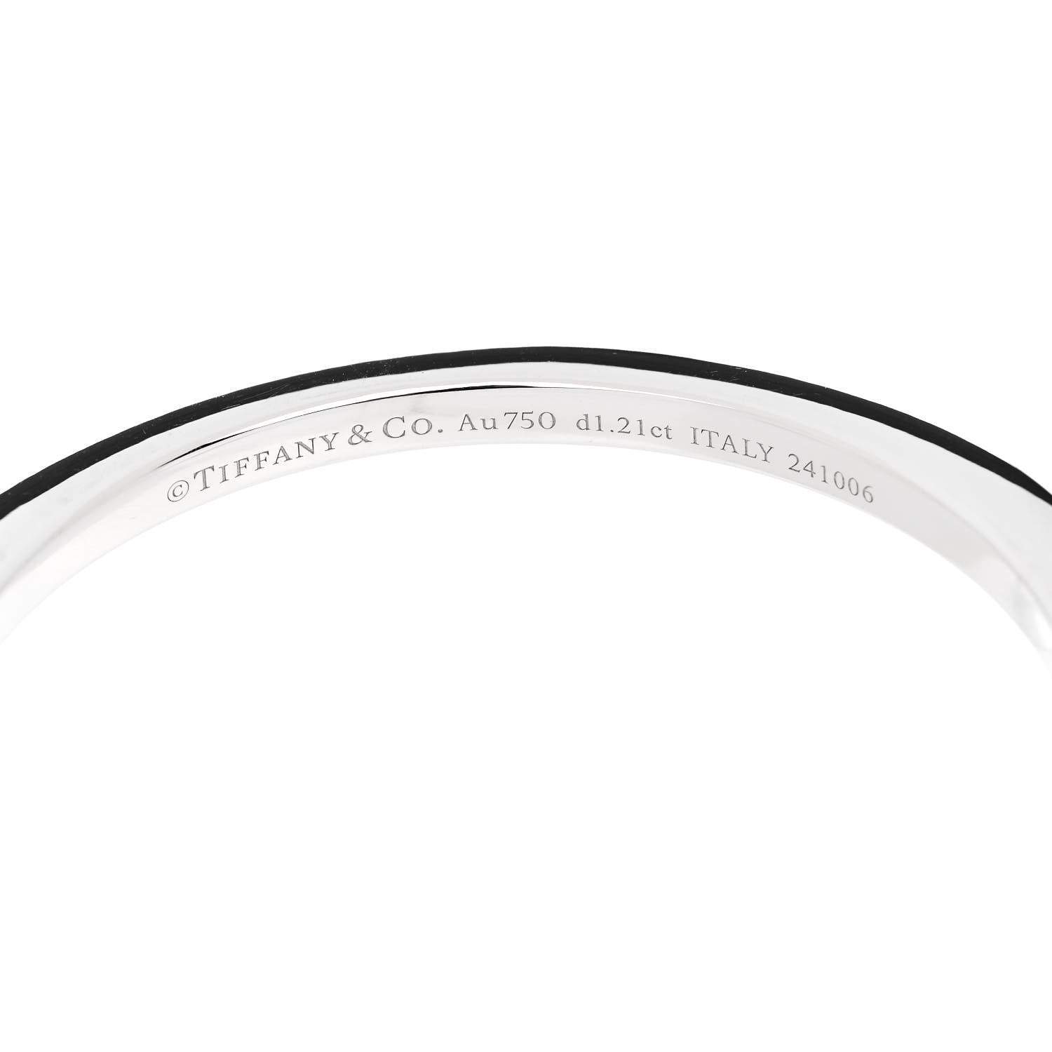 Tiffany 18K White Gold Diamond Narrow Tiffany Lock Half Pave Bangle Bracelet 3 of 4