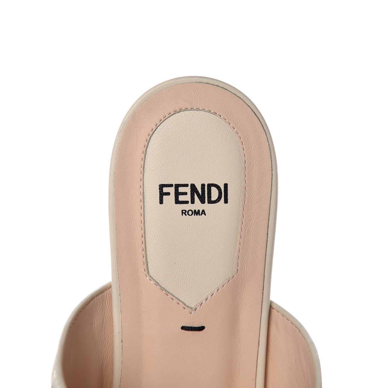 Fendi Vitello FF Embossed Buckle Flat Mules 36.5 Camelia Moresco 7 of 8