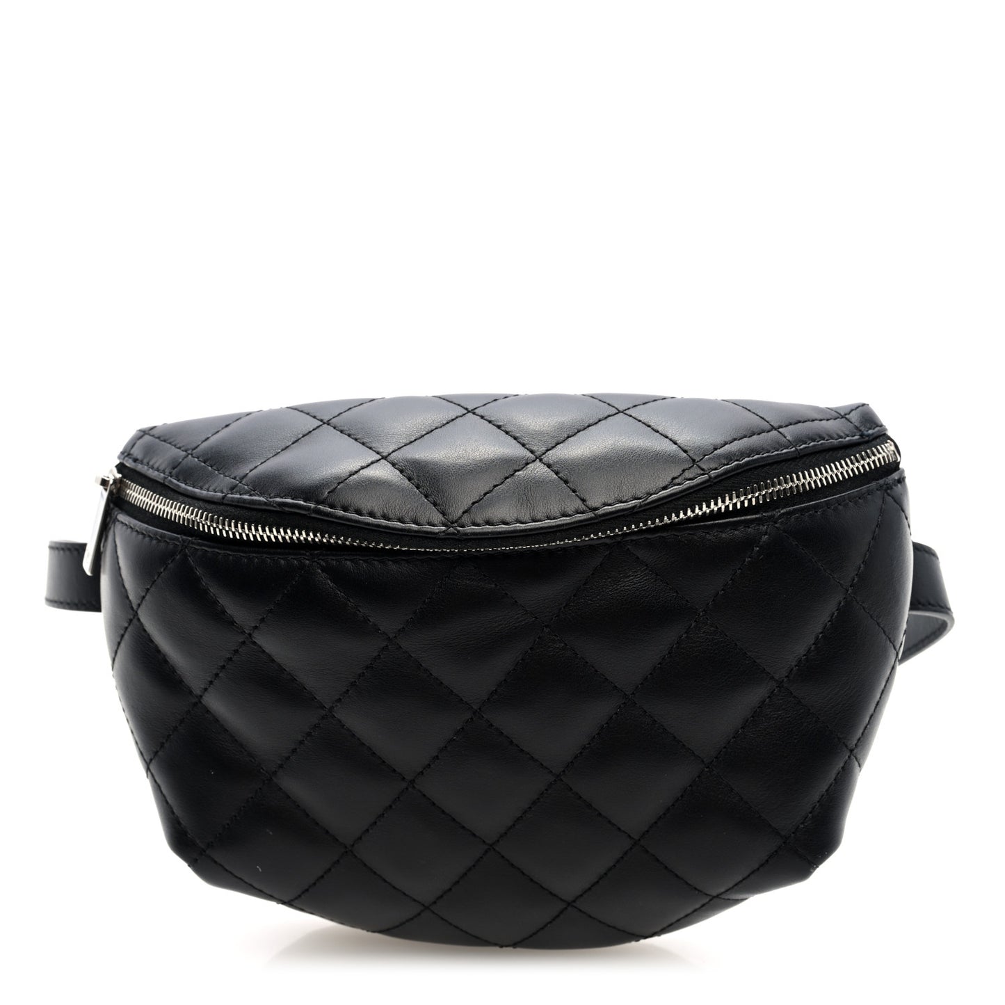 Calfskin Quilted Waist Belt Bag Black