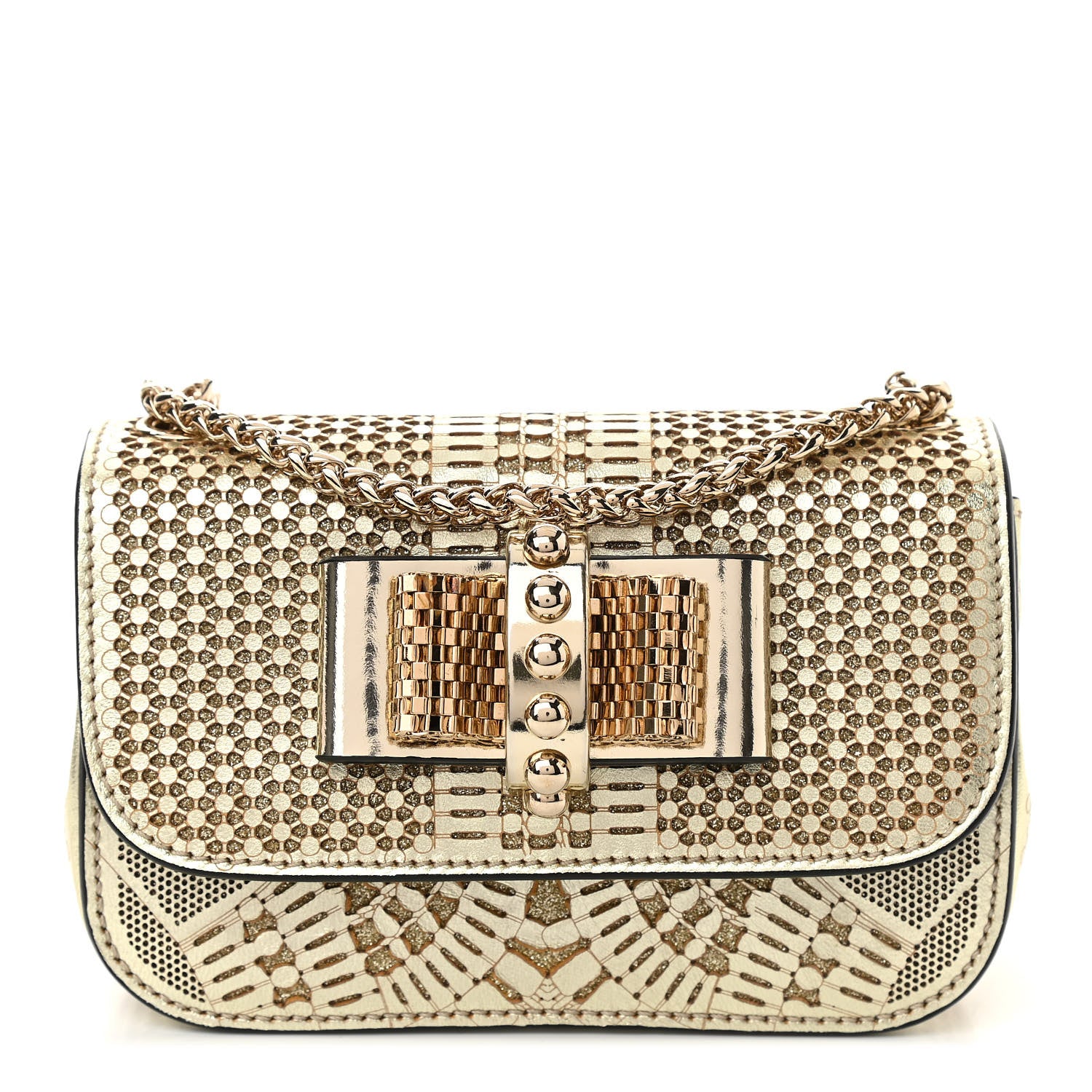 Christian Louboutin Metallic Laser Cut Nappa Mini Sweety Charity Crossbody Bag Gold 1 of 9