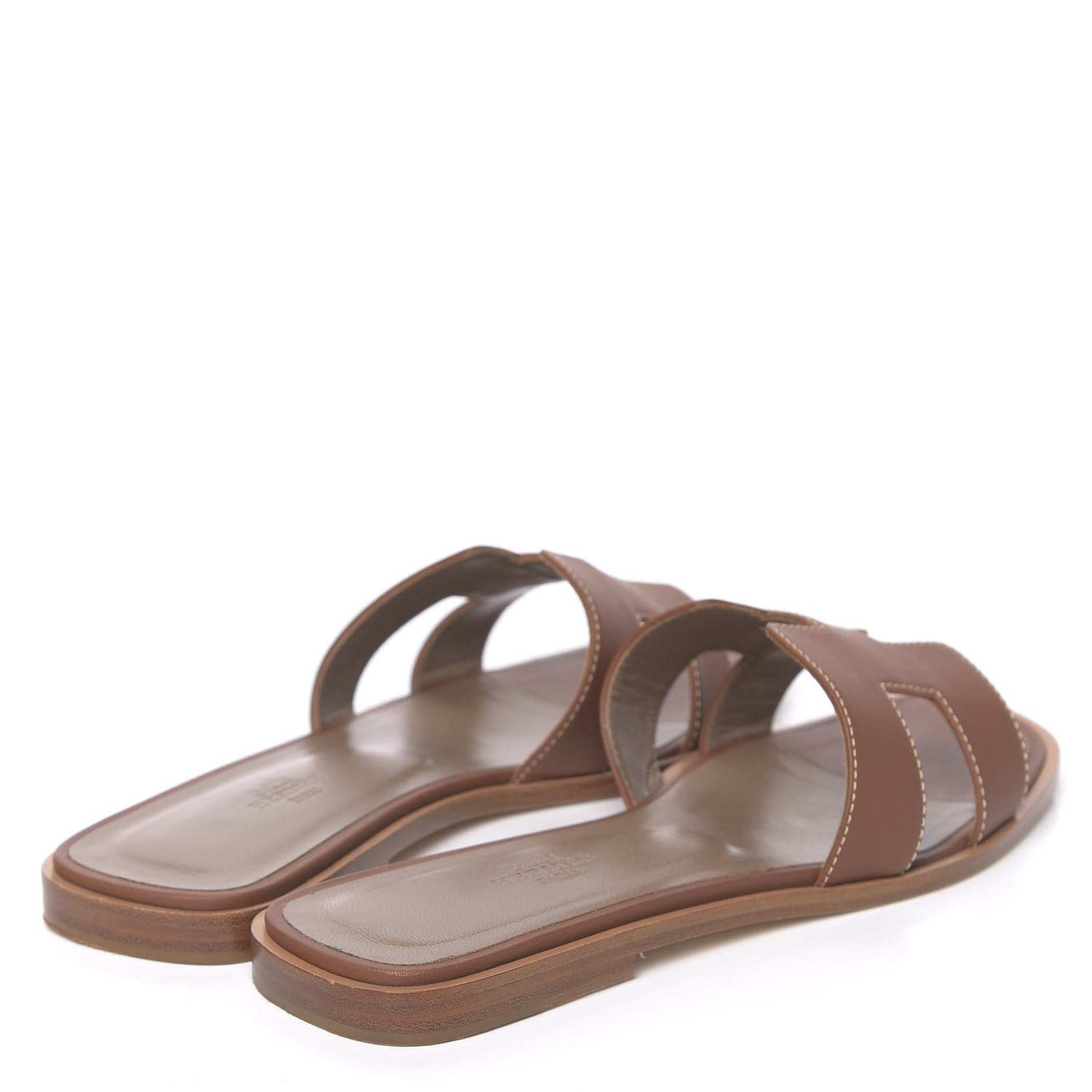 Hermes Box Calfskin Oran Sandals 39.5 Gold 4 of 13