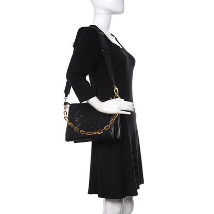 Louis Vuitton Lambskin Embossed Monogram Coussin PM Black 2 of 12